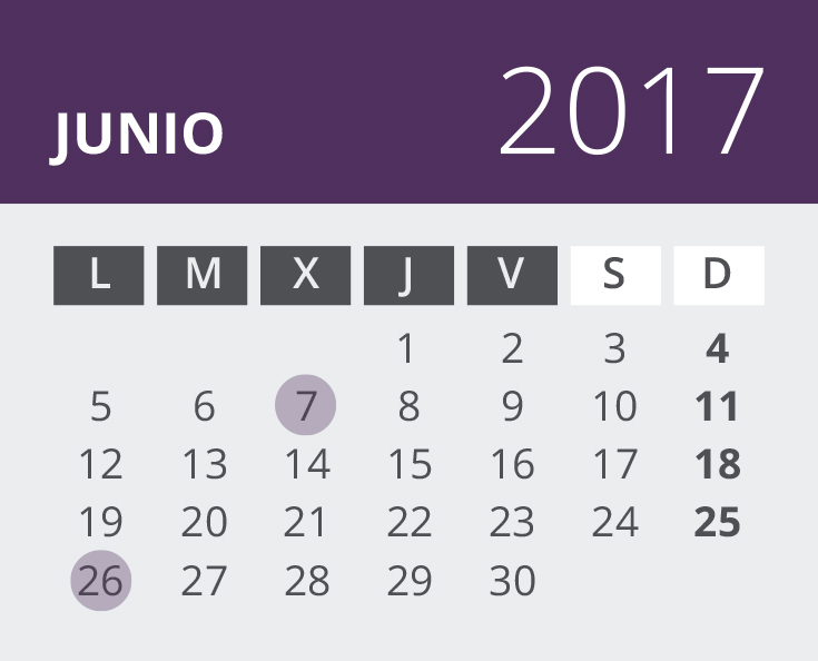 Calendario del Territorio Común. Junio